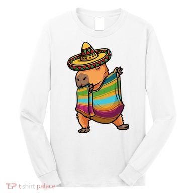 Funny Capybara Cinco De Mayo Rodent Dab Mexican Gift Long Sleeve Shirt