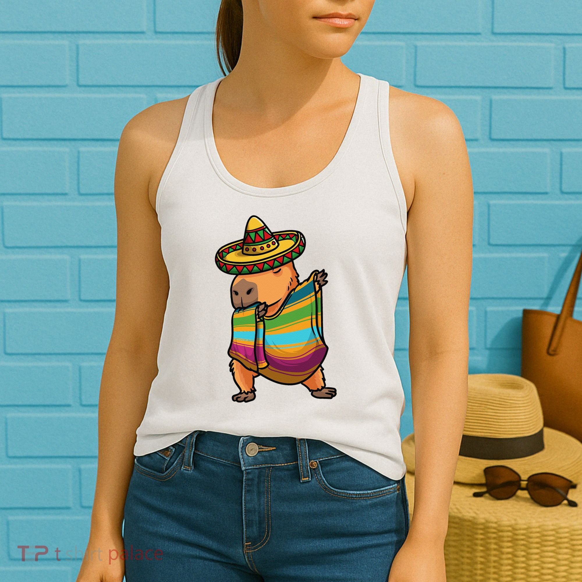 Funny Capybara Cinco De Mayo Rodent Dab Mexican Gift Women's Tank Top