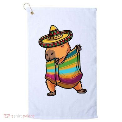 Funny Capybara Cinco De Mayo Rodent Dab Mexican Gift Golf Towel