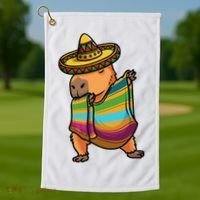 Funny Capybara Cinco De Mayo Rodent Dab Mexican Gift Golf Towel thumb 1