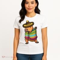 Funny Capybara Cinco De Mayo Rodent Dab Mexican Gift Women's T-Shirt thumb 4