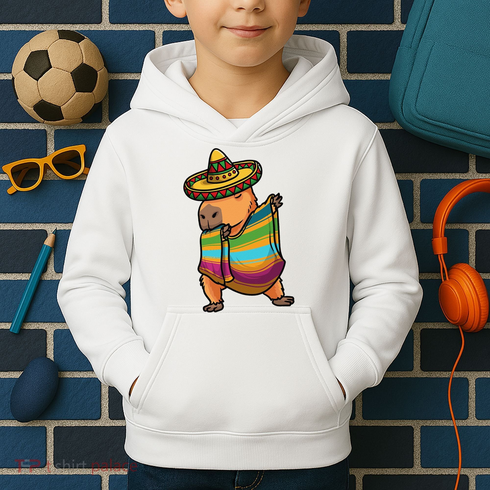 Funny Capybara Cinco De Mayo Rodent Dab Mexican Gift Kids Hoodie