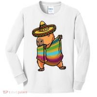 Funny Capybara Cinco De Mayo Rodent Dab Mexican Gift Kids Long Sleeve Shirt thumb 0