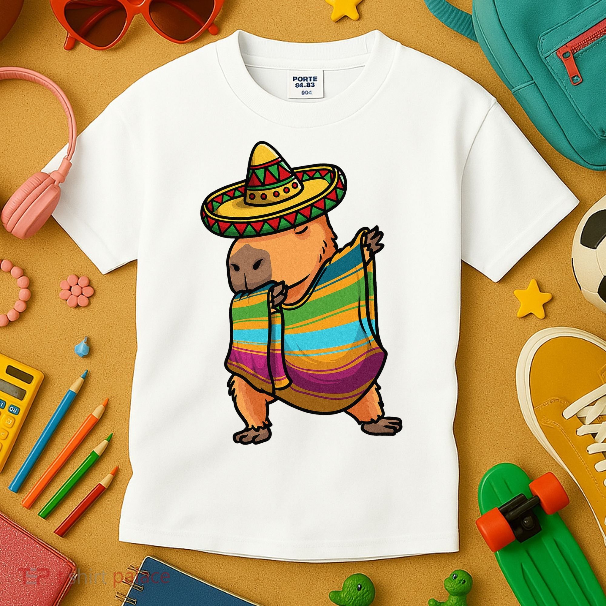 Funny Capybara Cinco De Mayo Rodent Dab Mexican Gift Kids T-Shirt