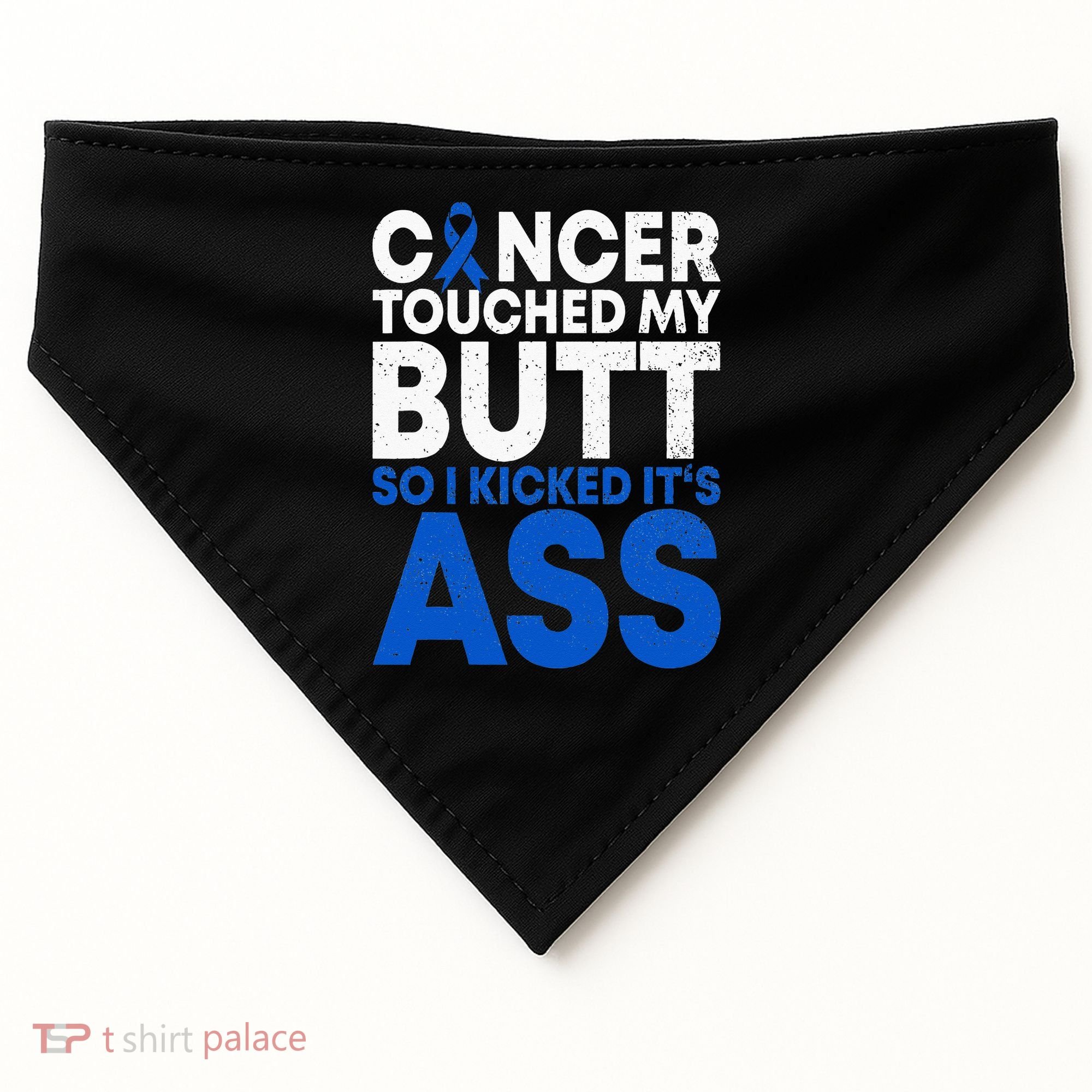 Funny Colon Cancer Survivor Cancer Awareness Ribbon USA-Made Doggie Bandana