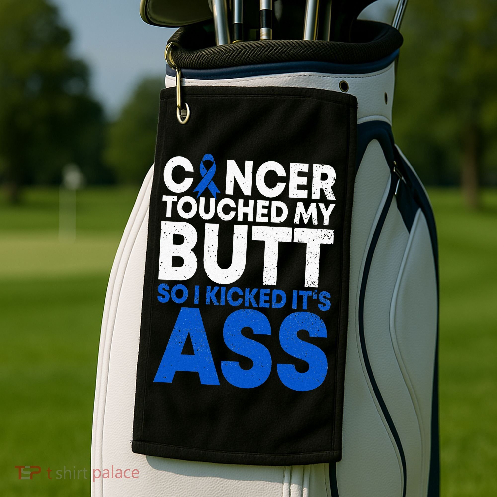 Funny Colon Cancer Survivor Cancer Awareness Ribbon Golf Towel