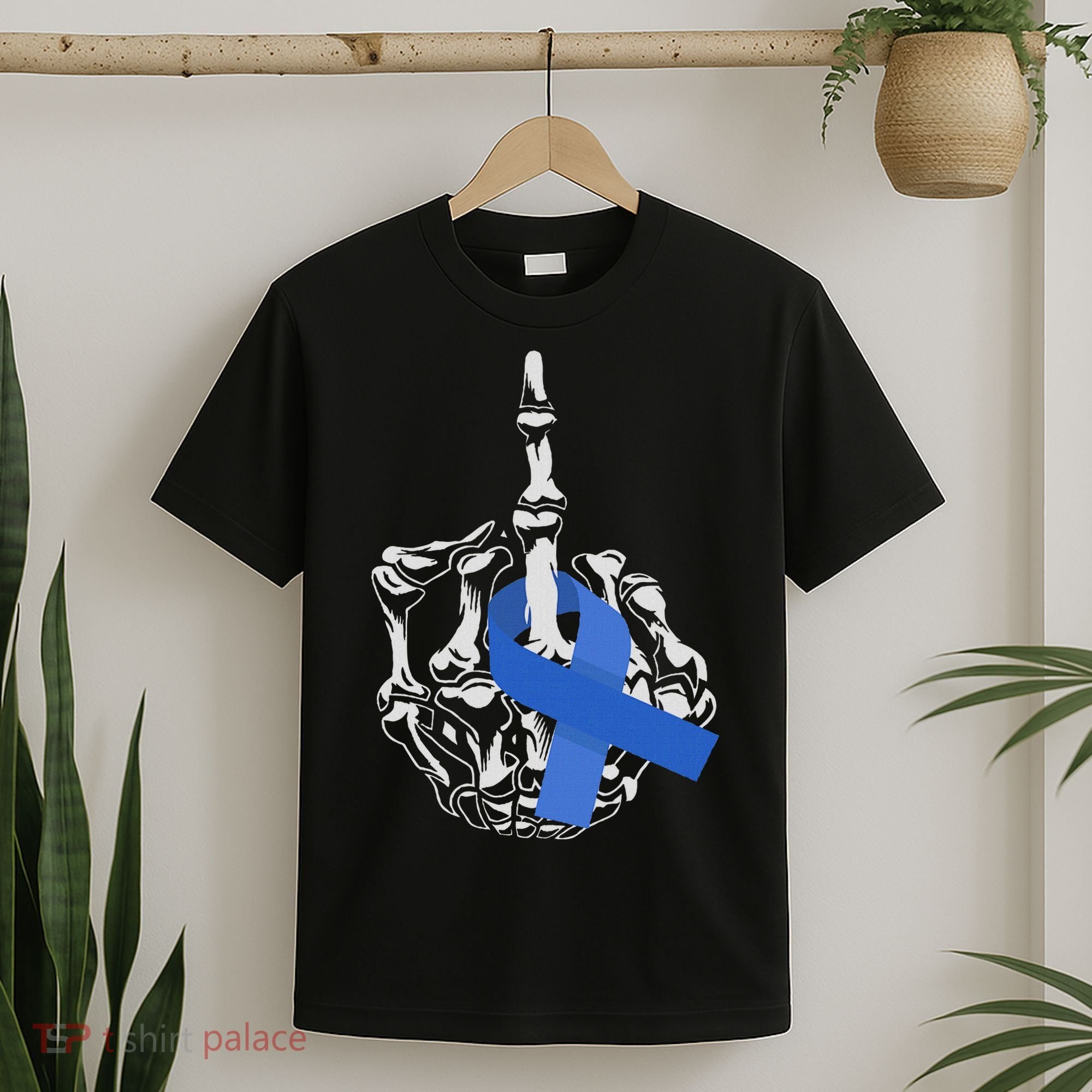 Fuck Colon Cancer Middle Finger Ribbon Colon Cancer T-Shirt