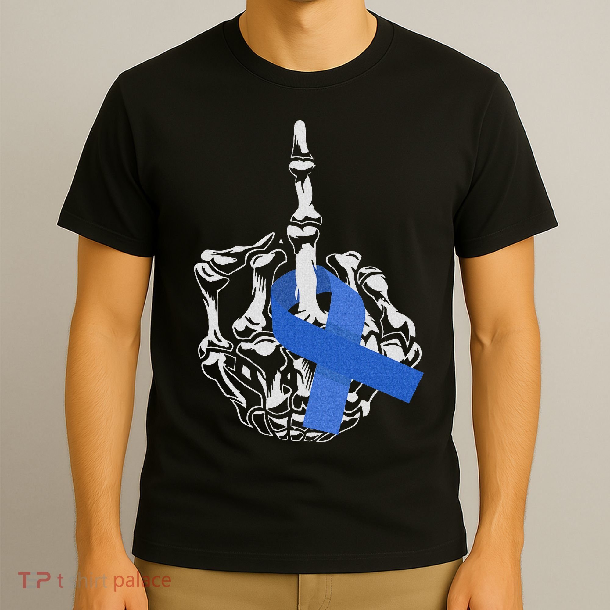 Fuck Colon Cancer Middle Finger Ribbon Colon Cancer T-Shirt