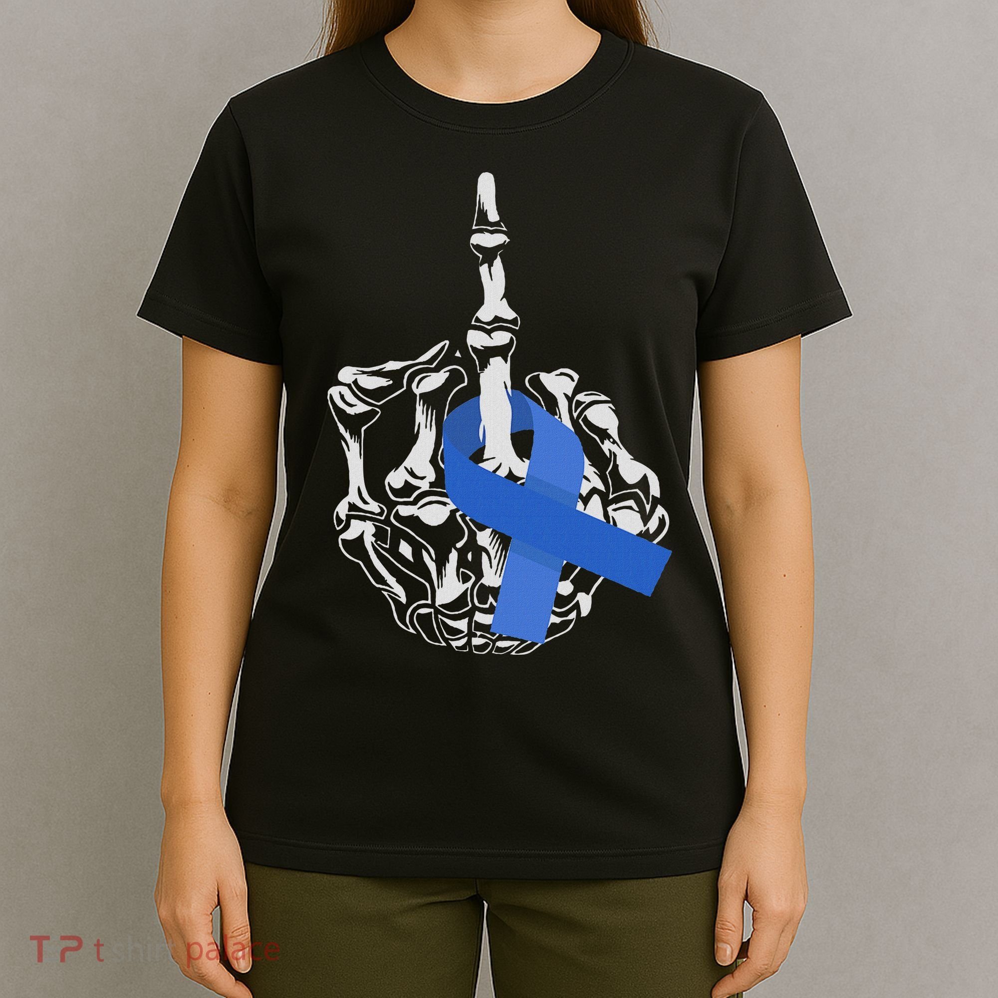Fuck Colon Cancer Middle Finger Ribbon Colon Cancer T-Shirt