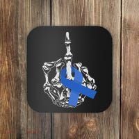 Fuck Colon Cancer Middle Finger Ribbon Colon Cancer Coaster thumb 0