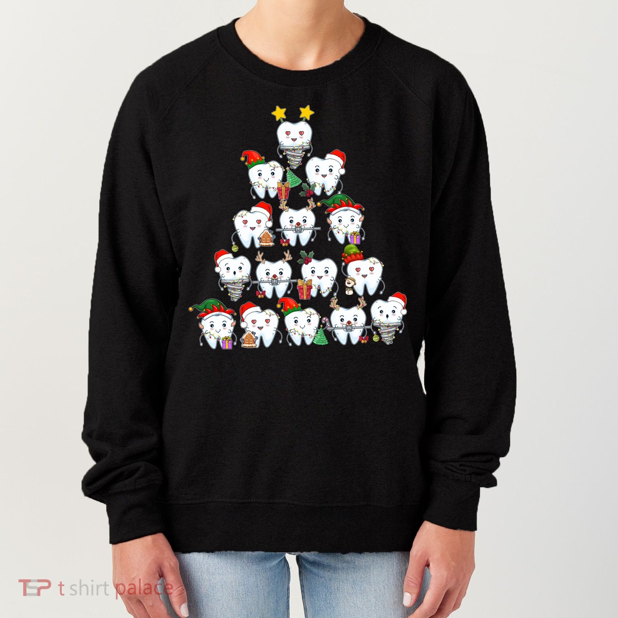 Funny Cute Christmas Dentistree Tooth Tree Women's Sweatshirt