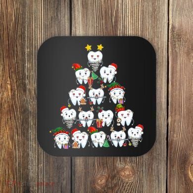Funny Cute Christmas Dentistree Tooth Tree Coaster