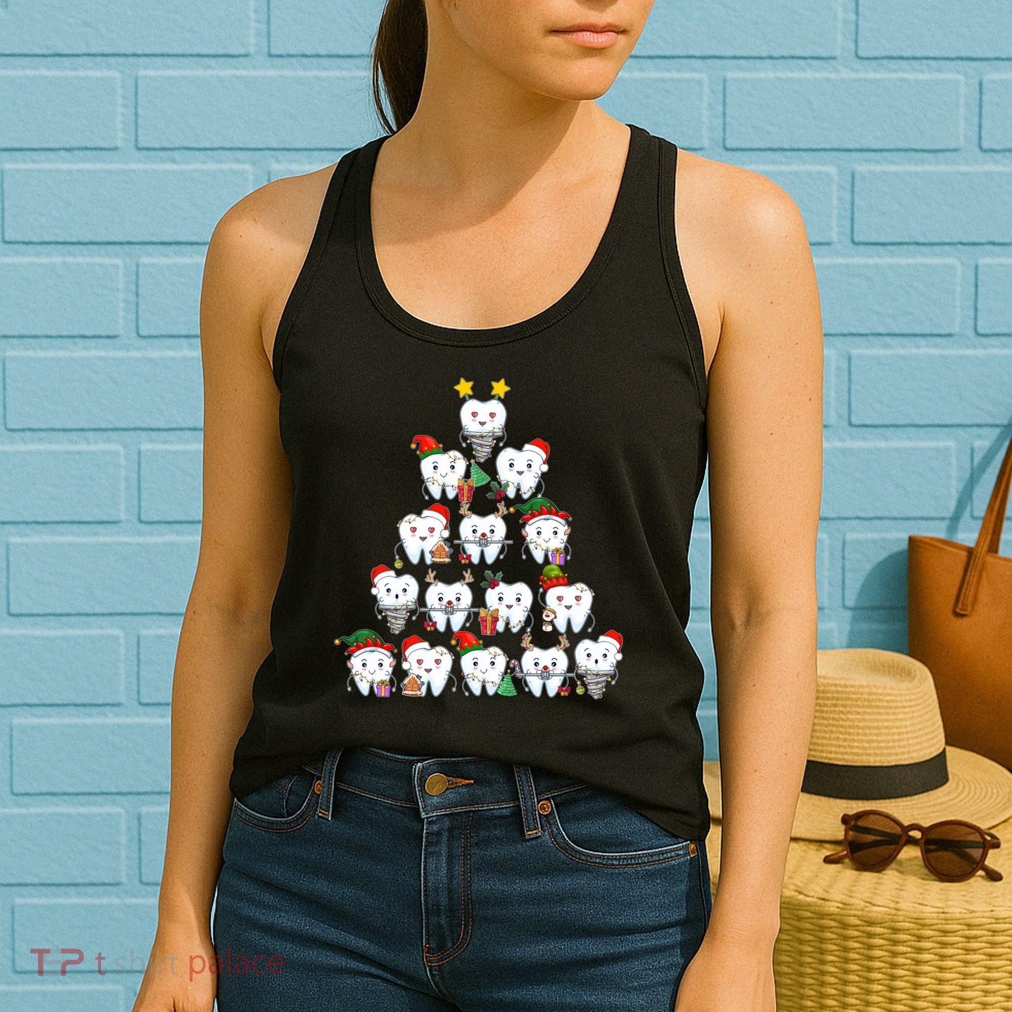 Funny Cute Christmas Dentistree Tooth Tree Women's Tank Top