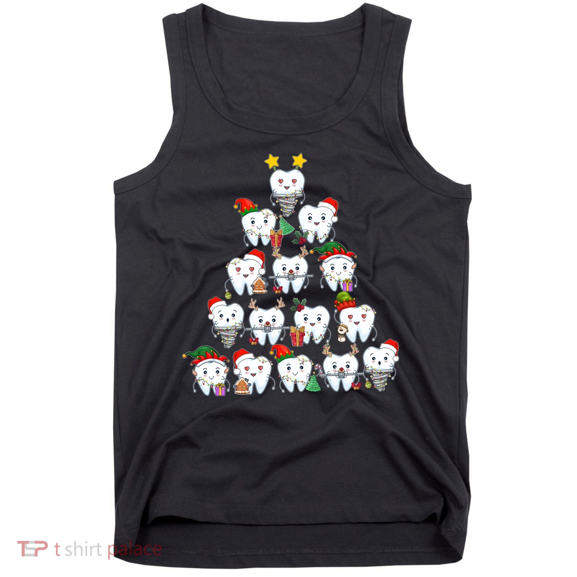 Funny Cute Christmas Dentistree Tooth Tree Tank Top