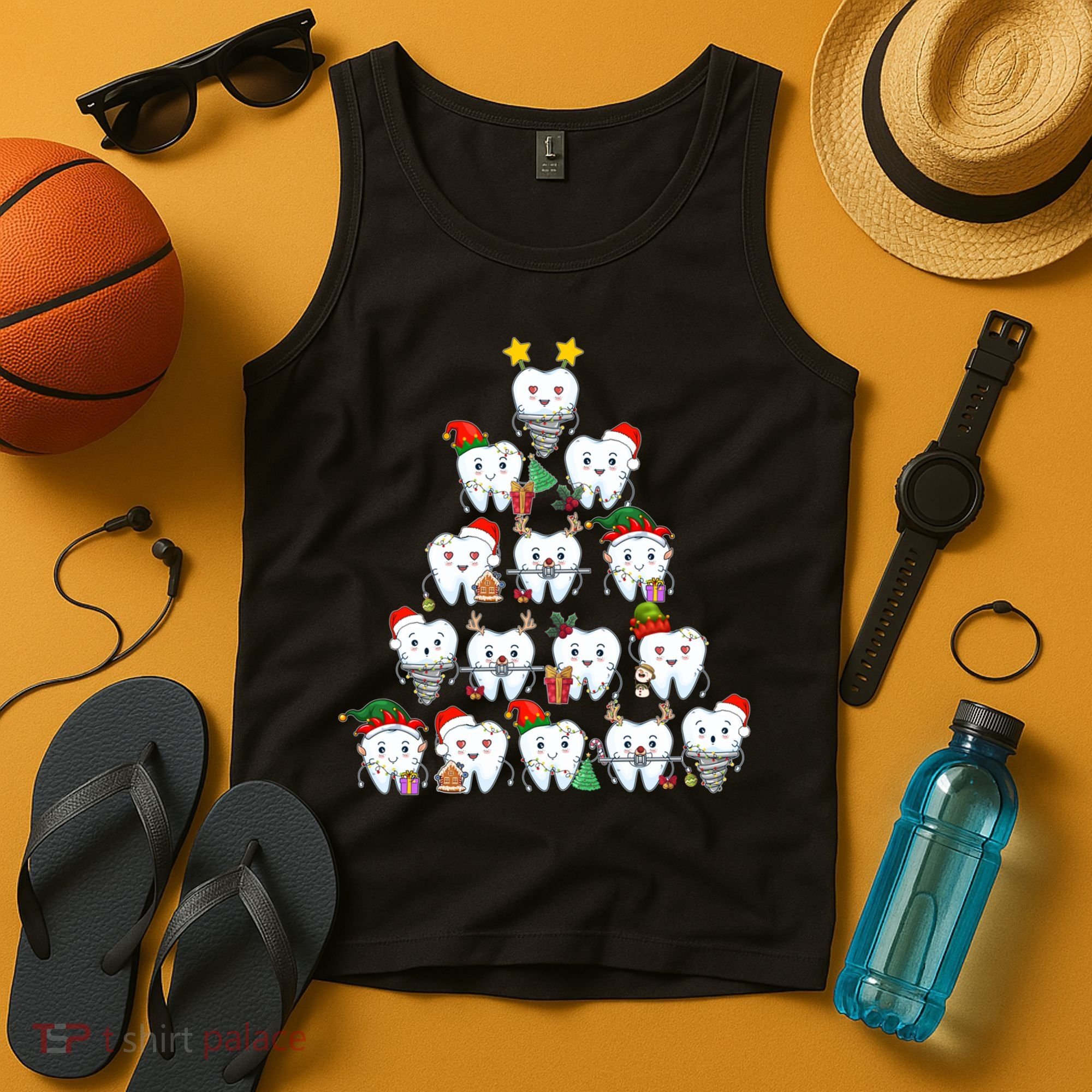 Funny Cute Christmas Dentistree Tooth Tree Tank Top
