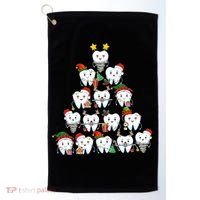 Funny Cute Christmas Dentistree Tooth Tree Golf Towel thumb 0