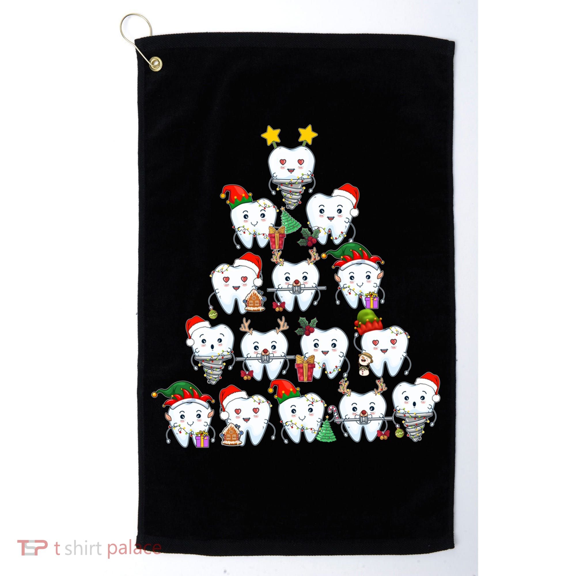 Funny Cute Christmas Dentistree Tooth Tree Golf Towel