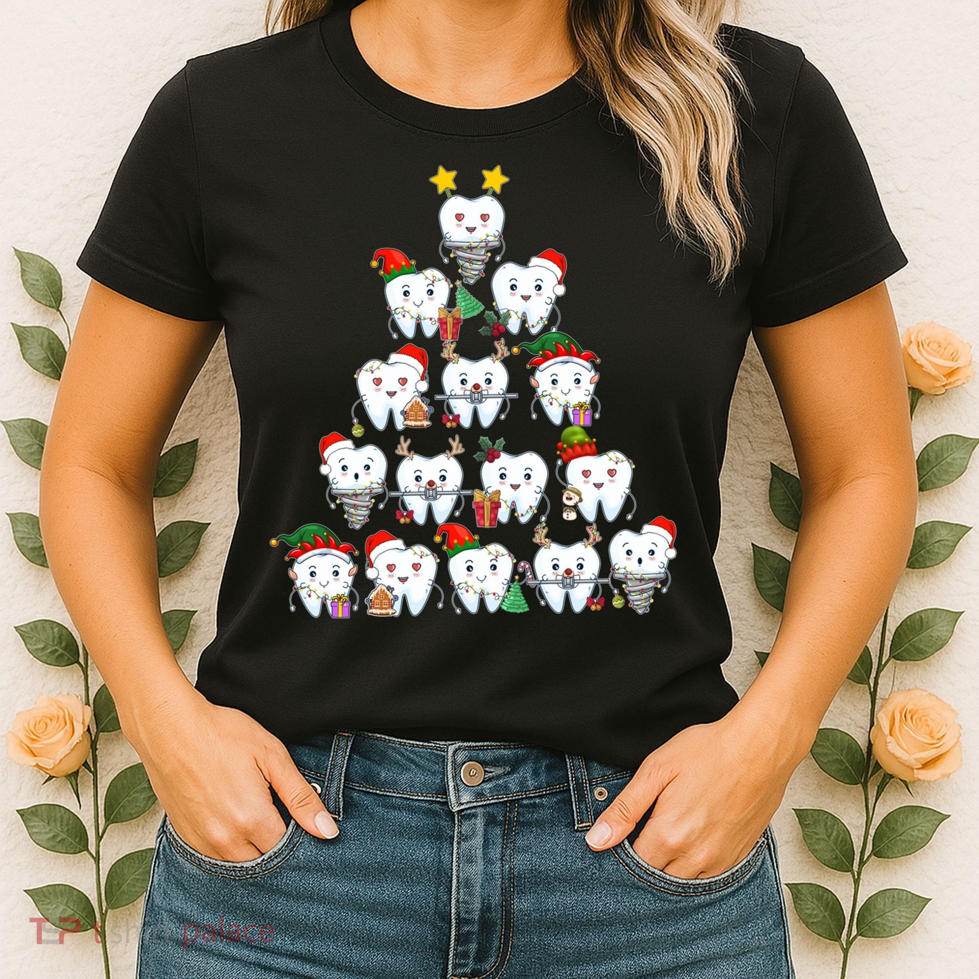 Funny Cute Christmas Dentistree Tooth Tree Women's T-Shirt