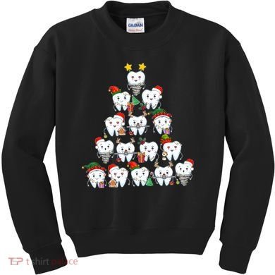 Funny Cute Christmas Dentistree Tooth Tree Kids Sweatshirt