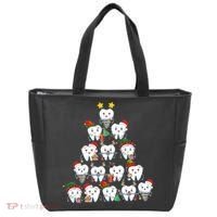 Funny Cute Christmas Dentistree Tooth Tree Tote Bag thumb 0