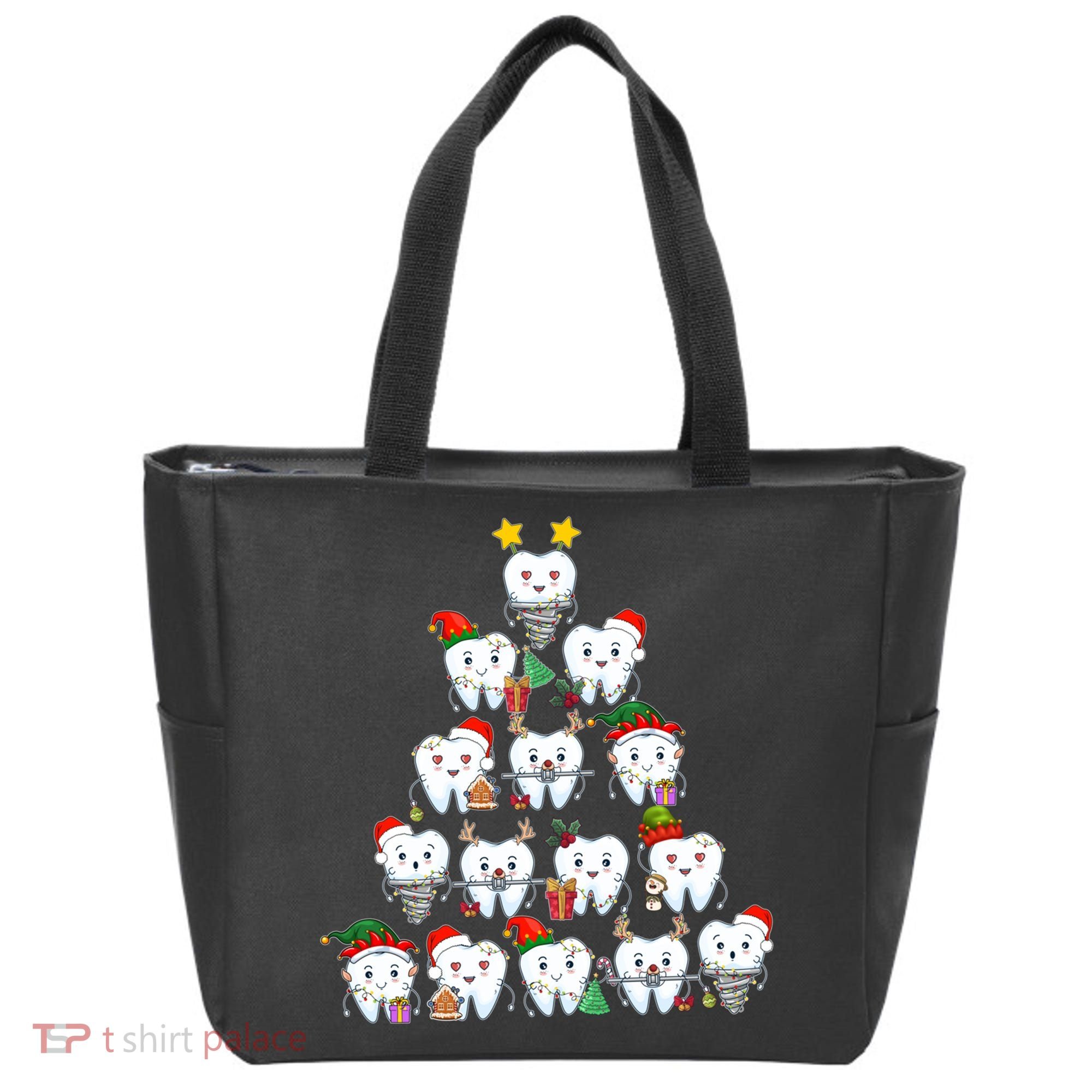Funny Cute Christmas Dentistree Tooth Tree Tote Bag