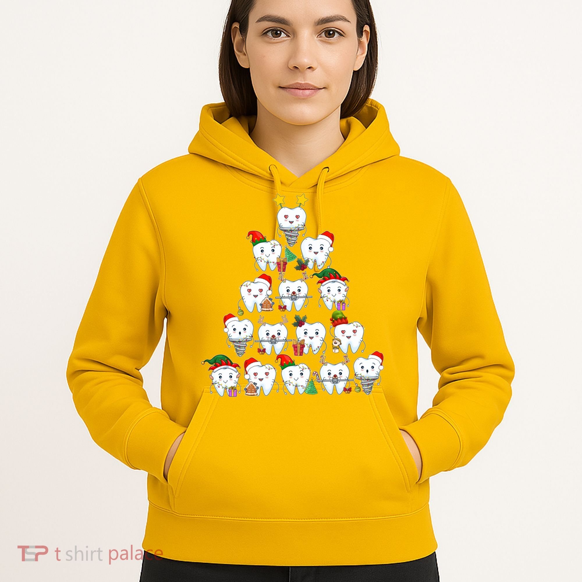 Funny Cute Christmas Dentistree Tooth Tree Hoodie