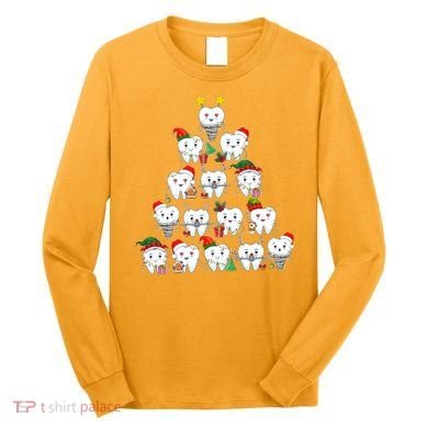 Funny Cute Christmas Dentistree Tooth Tree Long Sleeve Shirt
