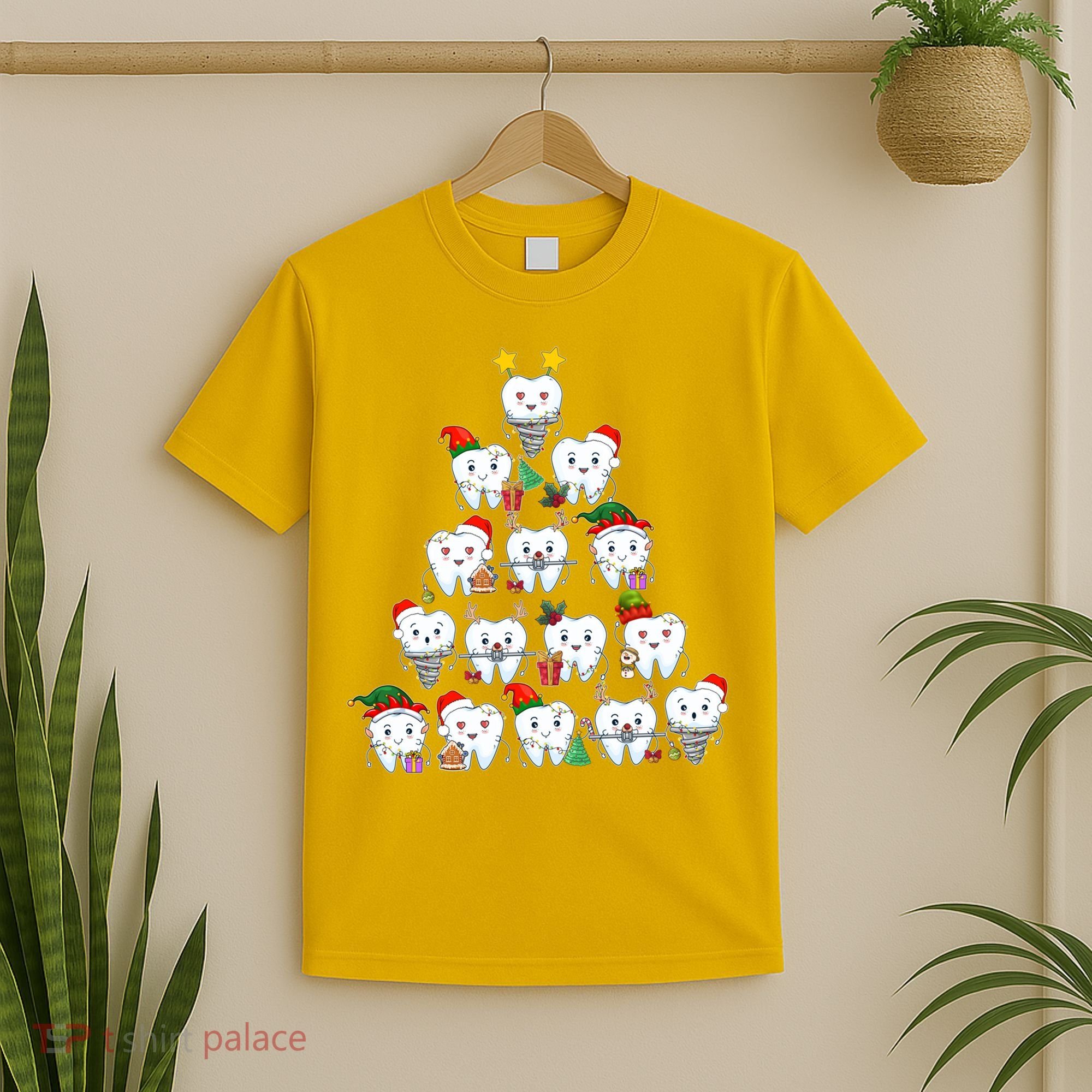 Funny Cute Christmas Dentistree Tooth Tree T-Shirt