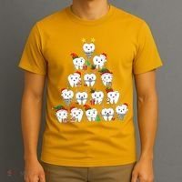 Funny Cute Christmas Dentistree Tooth Tree T-Shirt thumb 3