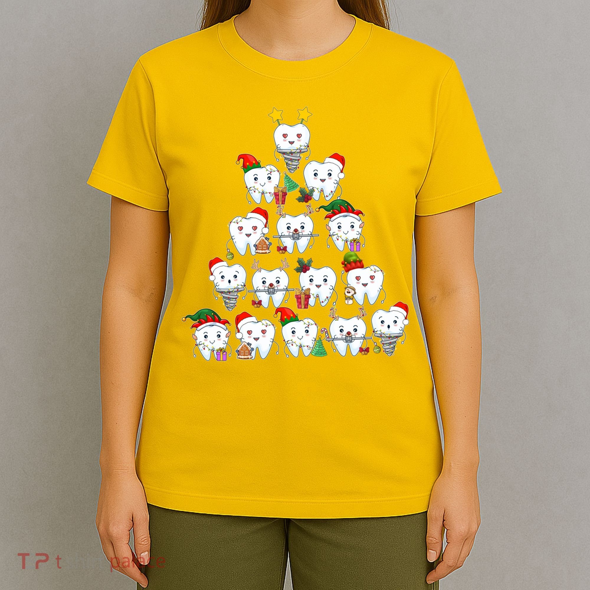 Funny Cute Christmas Dentistree Tooth Tree T-Shirt