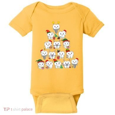 Funny Cute Christmas Dentistree Tooth Tree Baby Bodysuit