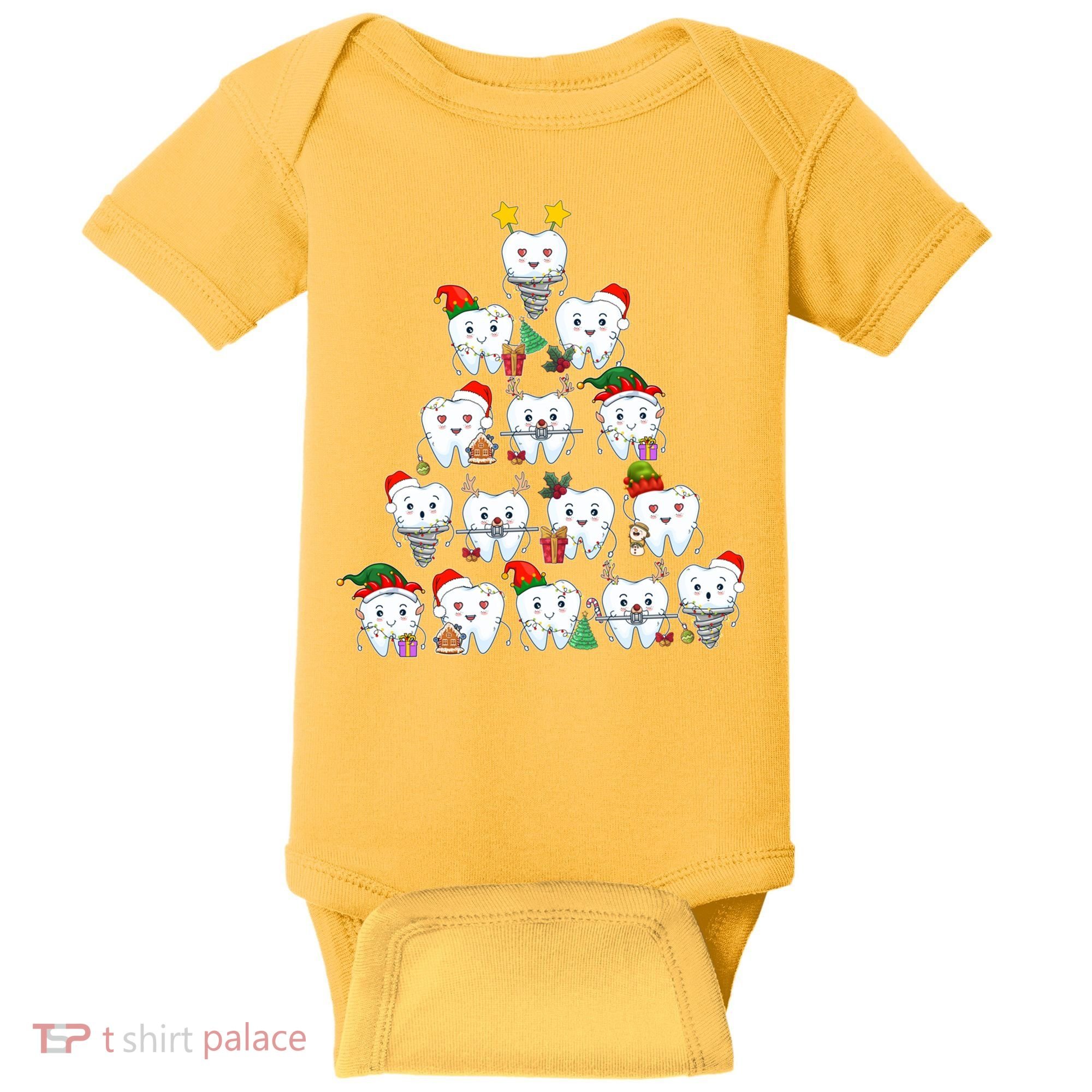 Funny Cute Christmas Dentistree Tooth Tree Baby Bodysuit