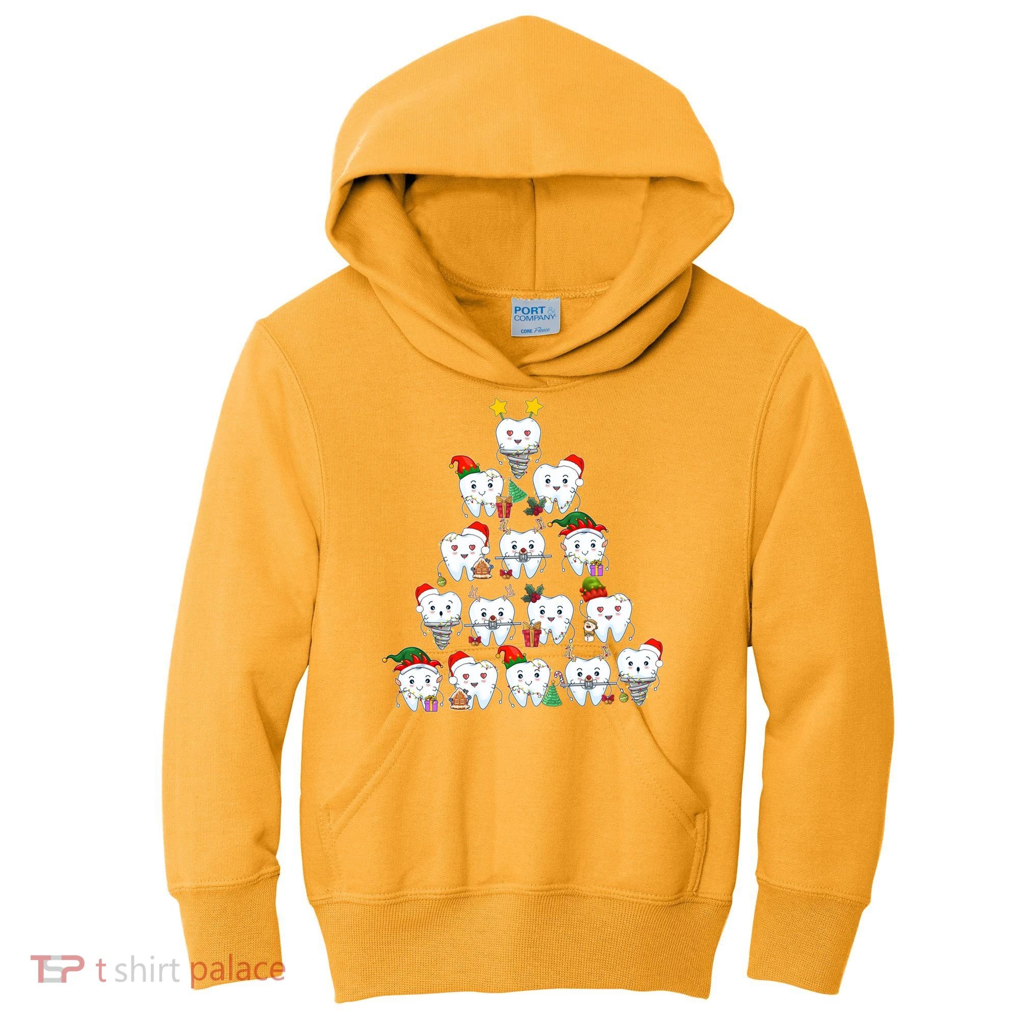 Funny Cute Christmas Dentistree Tooth Tree Kids Hoodie