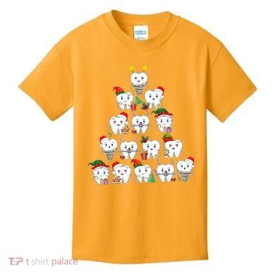 Funny Cute Christmas Dentistree Tooth Tree Kids T-Shirt