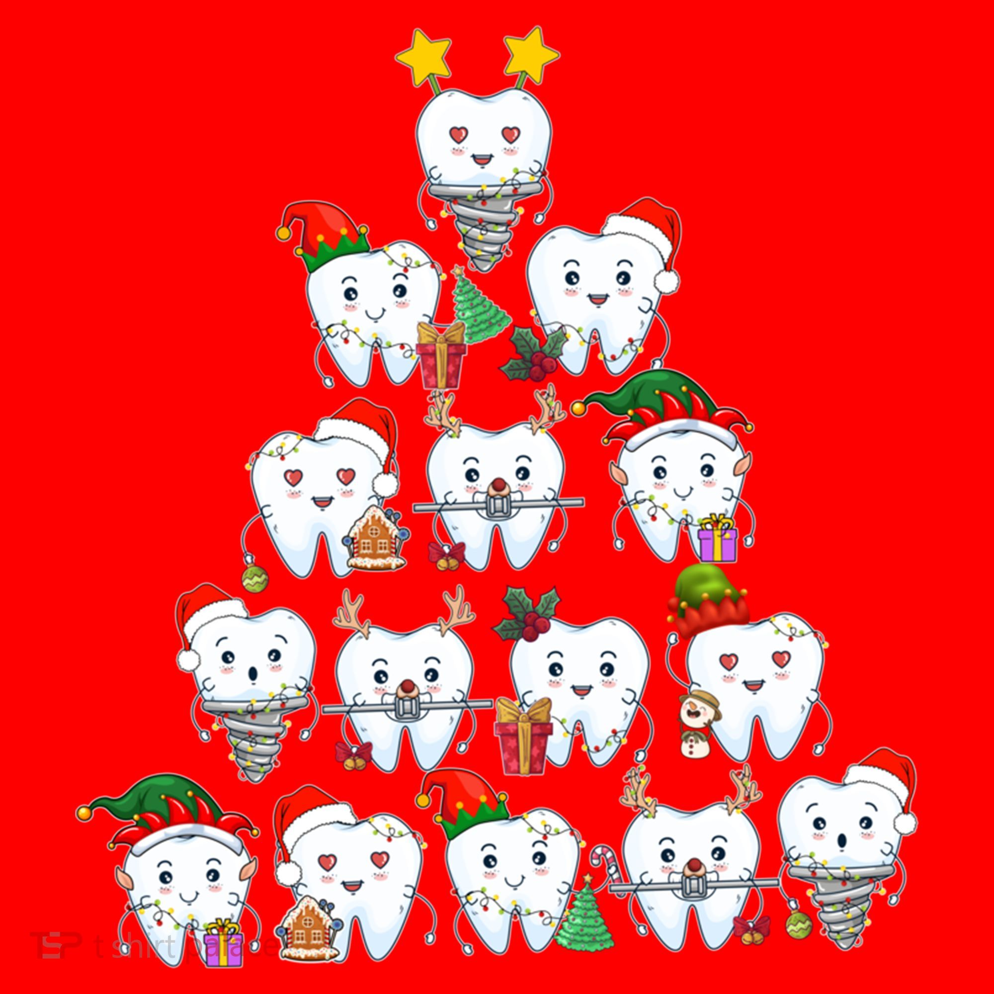 Funny Cute Christmas Dentistree Tooth Tree Santa Hat