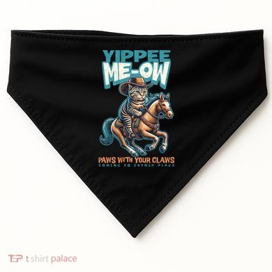 Funny Cat Cowboy Yippee Meow USA-Made Doggie Bandana