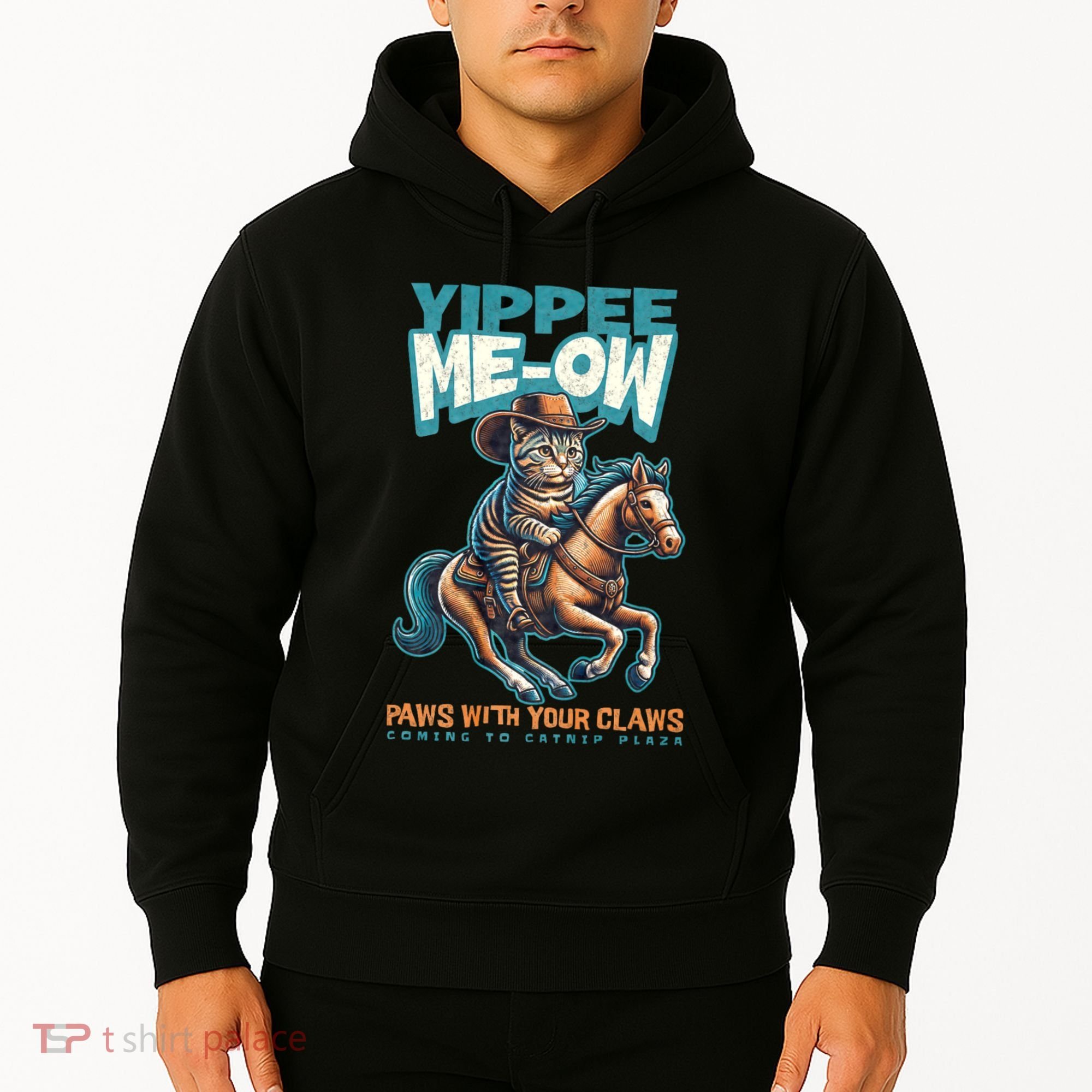 Funny Cat Cowboy Yippee Meow Hoodie