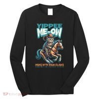 Funny Cat Cowboy Yippee Meow Long Sleeve Shirt thumb 0