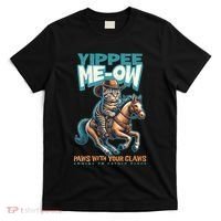 Funny Cat Cowboy Yippee Meow T-Shirt thumb 0