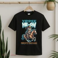 Funny Cat Cowboy Yippee Meow T-Shirt thumb 2