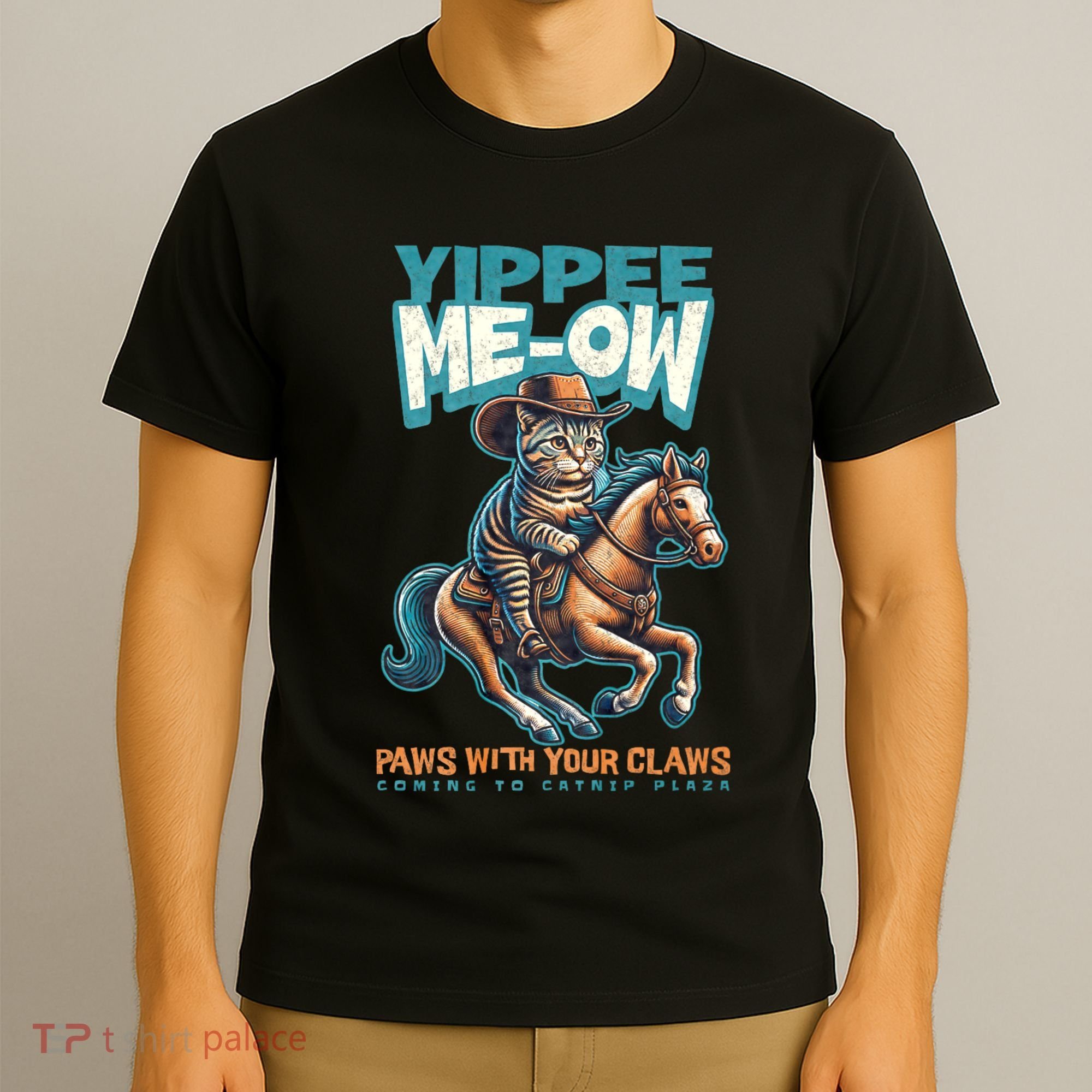 Funny Cat Cowboy Yippee Meow T-Shirt