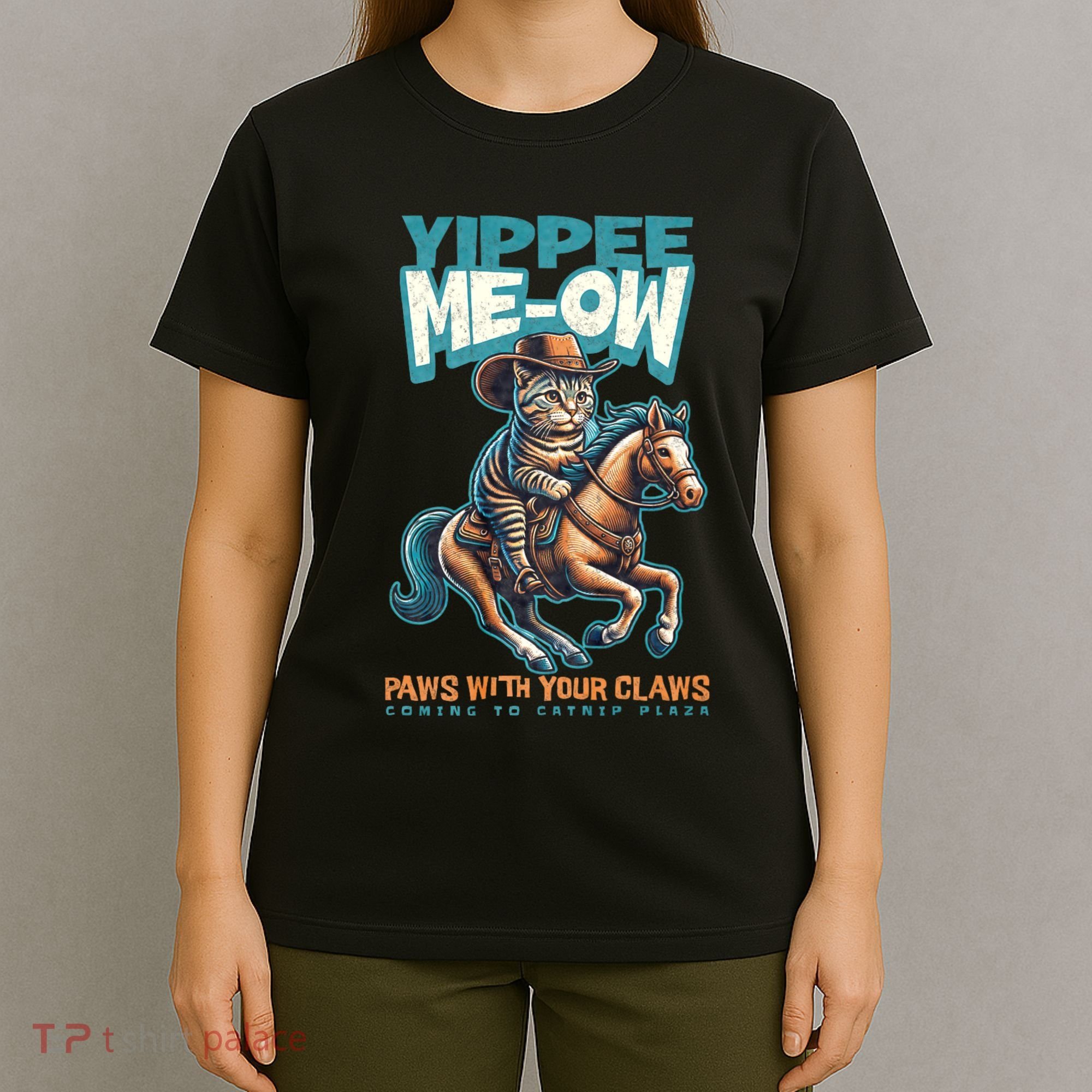 Funny Cat Cowboy Yippee Meow T-Shirt