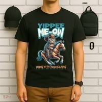 Funny Cat Cowboy Yippee Meow T-Shirt thumb 6