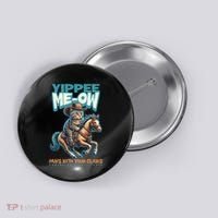 Funny Cat Cowboy Yippee Meow Button thumb 0