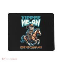 Funny Cat Cowboy Yippee Meow Mousepad thumb 0