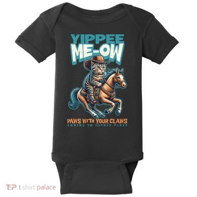 Funny Cat Cowboy Yippee Meow Baby Bodysuit