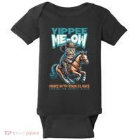 Funny Cat Cowboy Yippee Meow Baby Bodysuit thumb 0