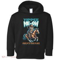 Funny Cat Cowboy Yippee Meow Toddler Hoodie thumb 0