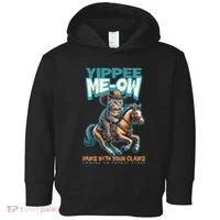 Funny Cat Cowboy Yippee Meow Toddler Hoodie thumb 0