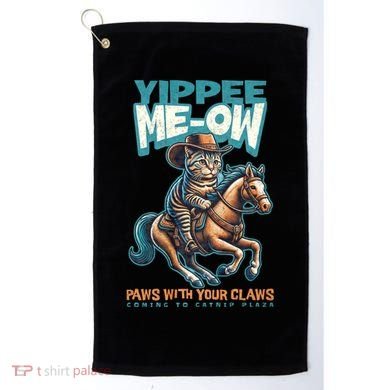Funny Cat Cowboy Yippee Meow Golf Towel
